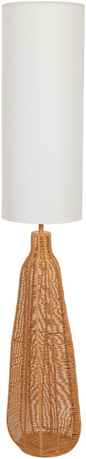 White Tall Lamp Shade Natural Rattan Midi Floor Lamp