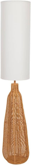 White Tall Lamp Shade Natural Rattan Midi Floor Lamp