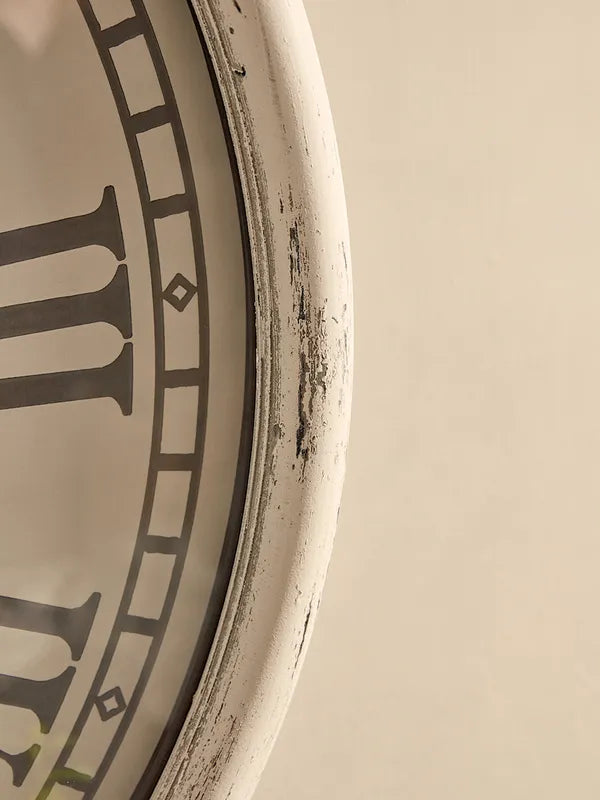 Whitewashed Embossed Clock