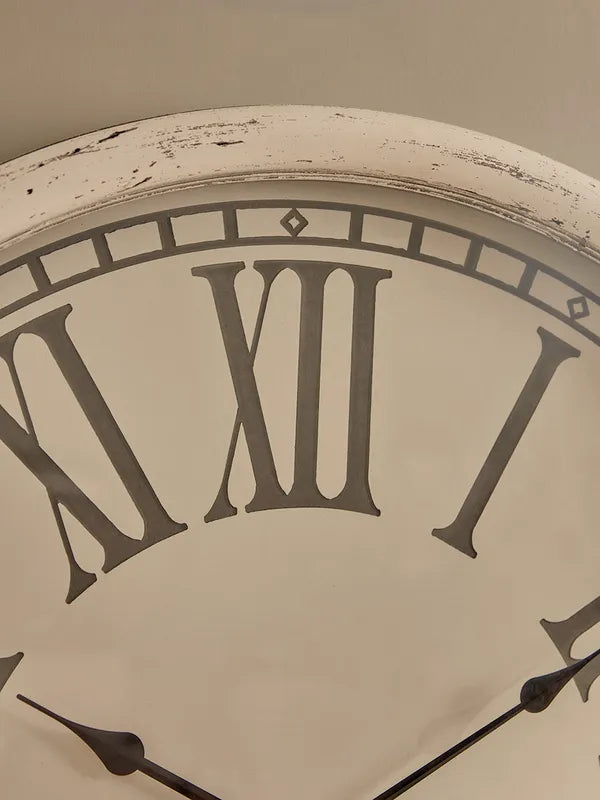 Whitewashed Embossed Clock